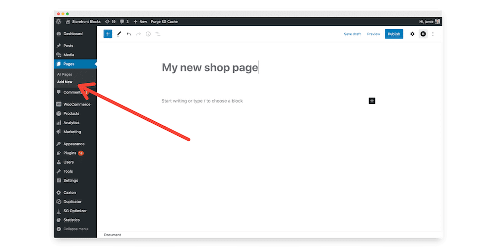 Create a new WooCommerce Shop Page