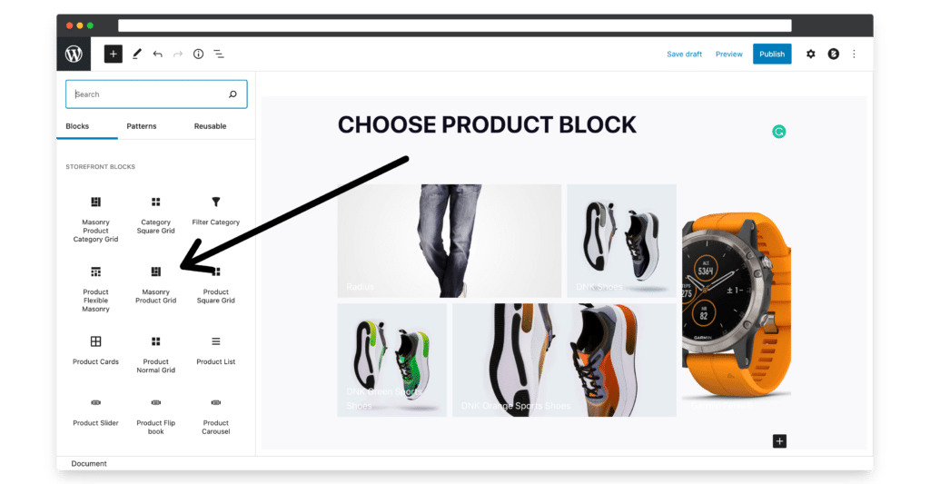 choose your product block